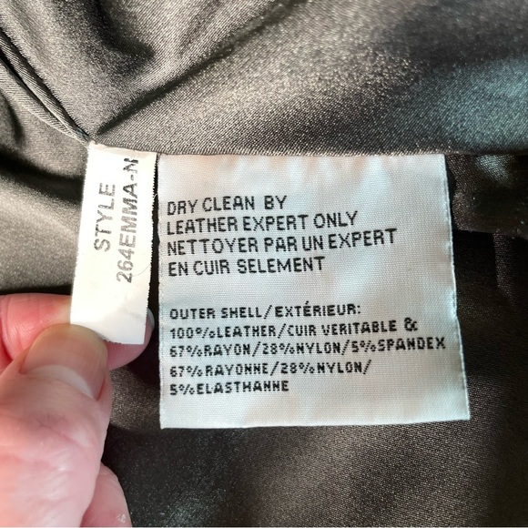 LAMARQUE Gray Soft Leather Moto Jacket Asymmetric Zip Funnel Neck Size M - Picture 9 of 9